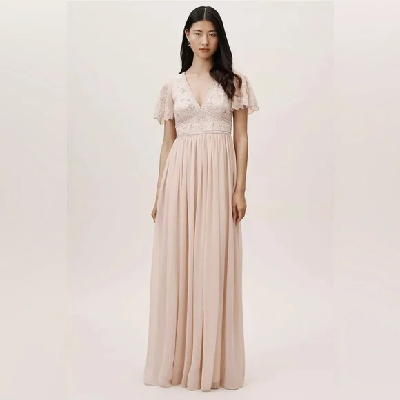 Anthropologie Beige Floral Embroidered Dress - Picture 3 of 11